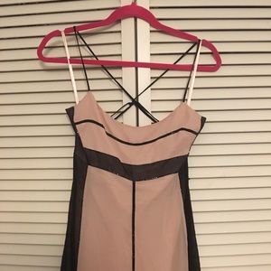 BCBGMAXAZARIA 100% Silk Pink & Black Beaded Dress